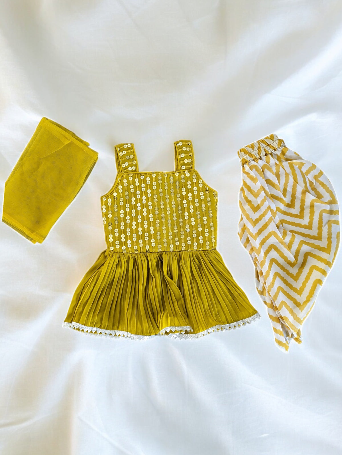 Mustard Sequin Dhoti Suit