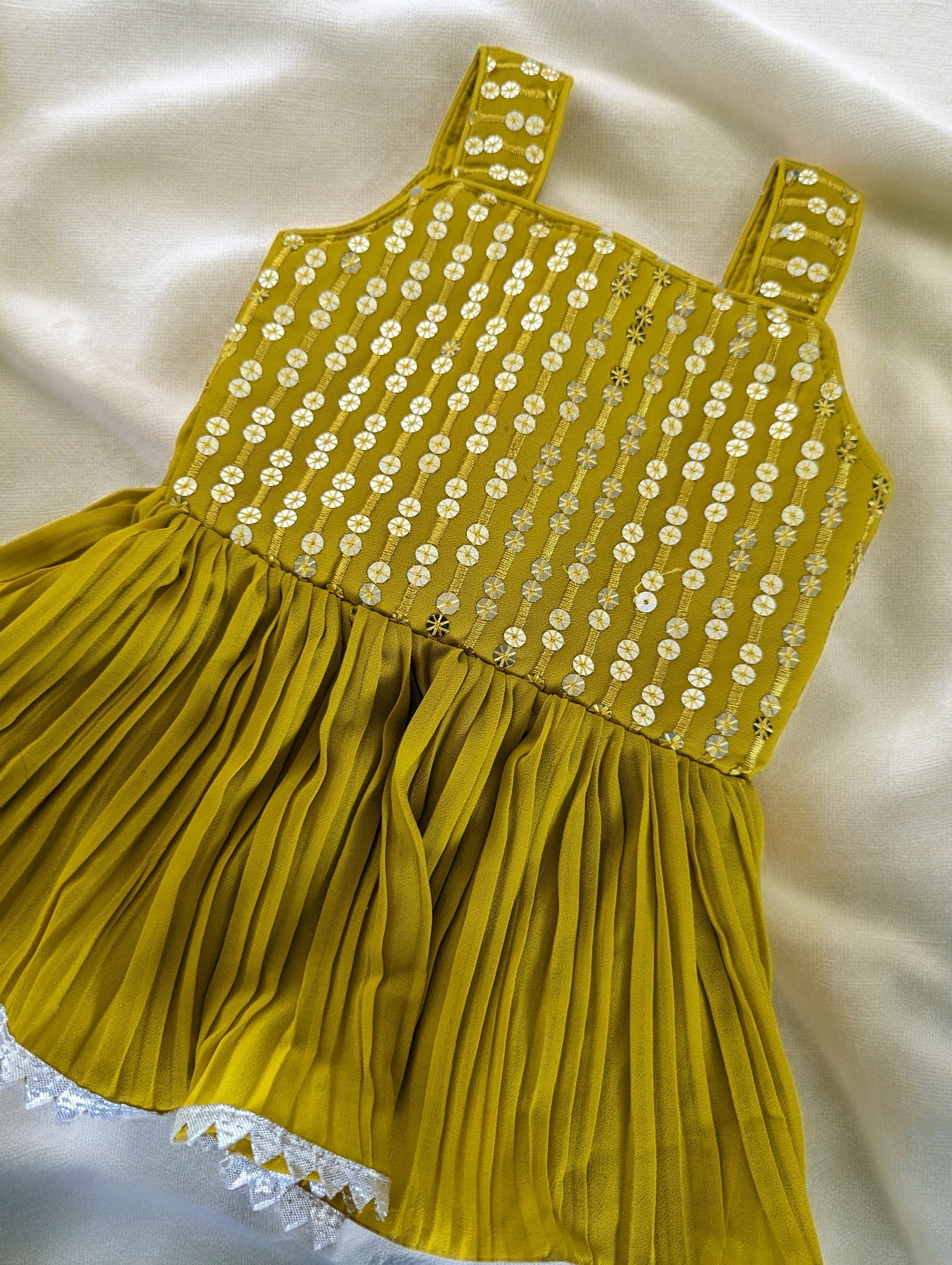 Mustard Sequin Dhoti Suit