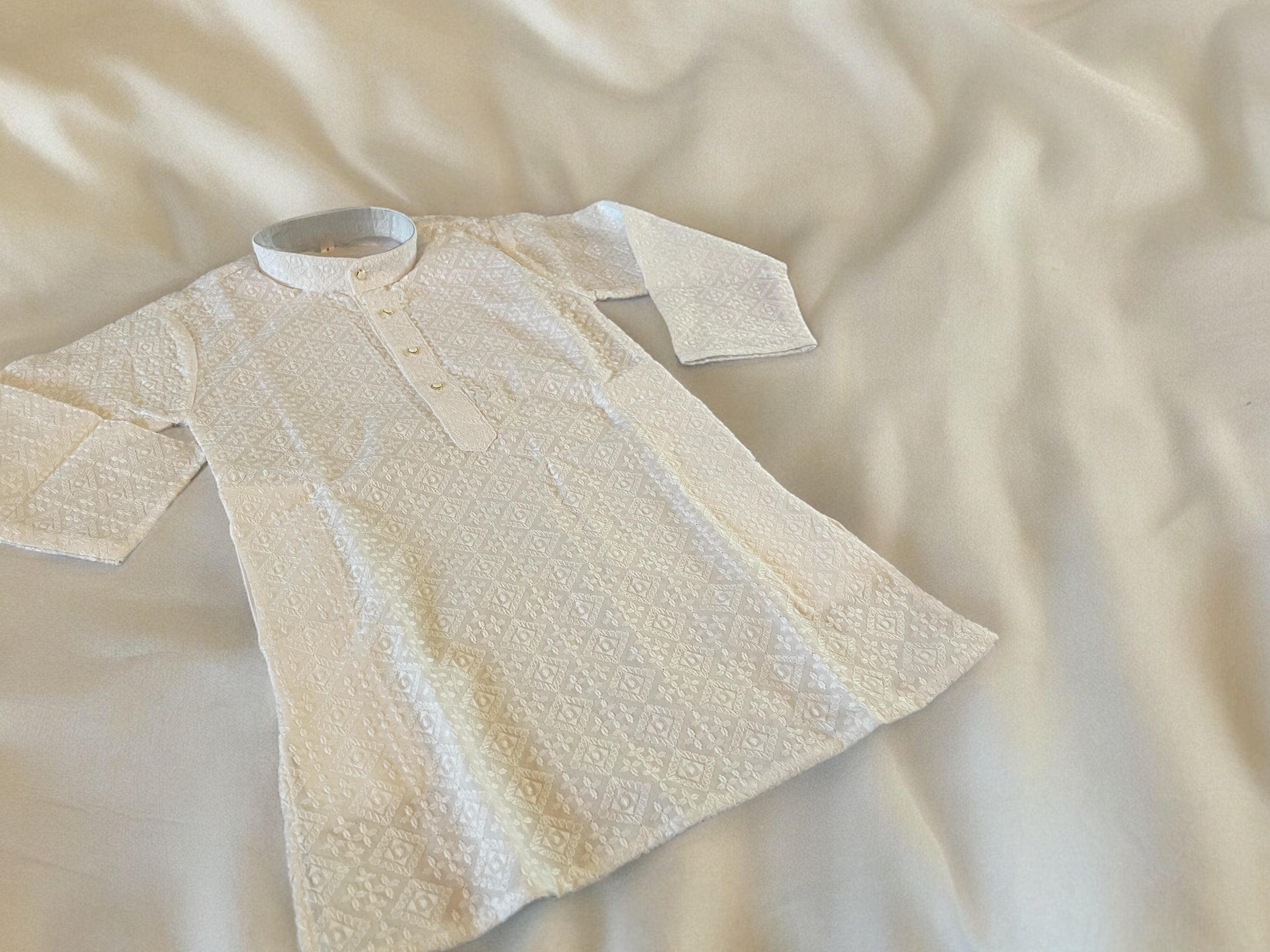 White Thread Work Kurta Pajama
