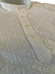 White Thread Work Kurta Pajama