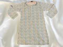 Sea Blue Sequin Diamond Design Kurta Pajama