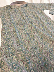 Sea Blue Sequin Diamond Design Kurta Pajama