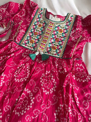 Pink Bandhani Print Cotton Gharara