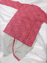 Pink Bandhani Kurta Dhoti