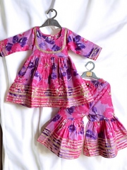 Pink and Purple Floral Gharara