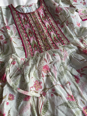 White Gharara with Pink Floral Prints