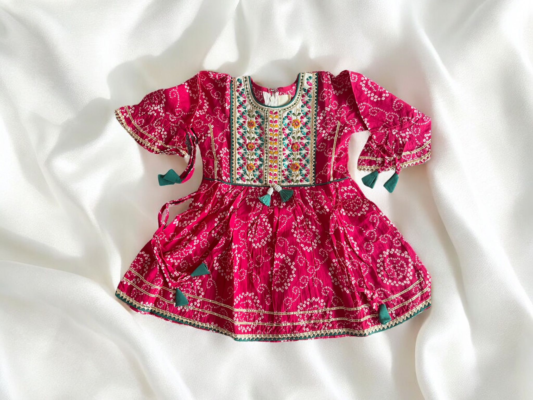 Pink Bandhani Print Cotton Gharara