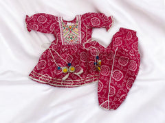 Pink Bandhani Print Dhoti Suit