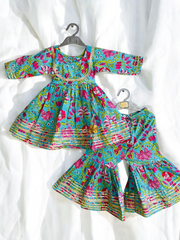 Turquoise Floral Garden Gharara