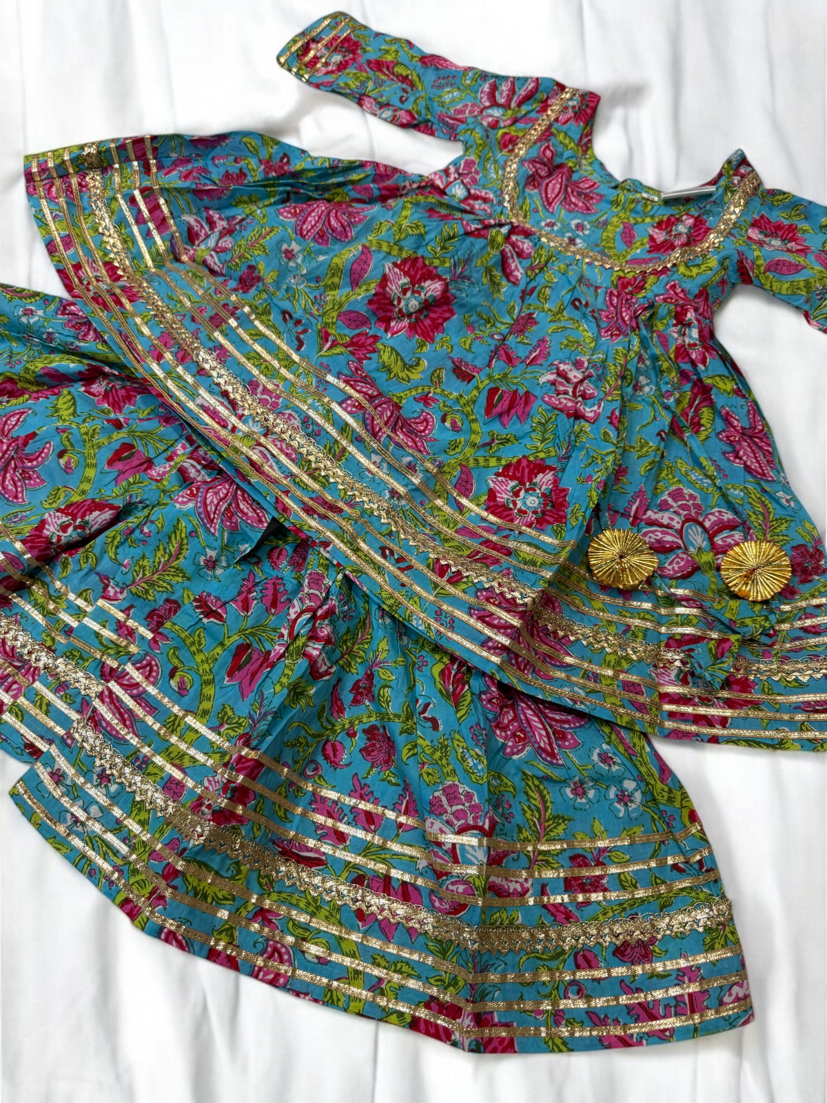 Turquoise Floral Garden Gharara