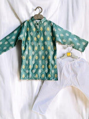 Chanderi Turquoise Kurta Pajama