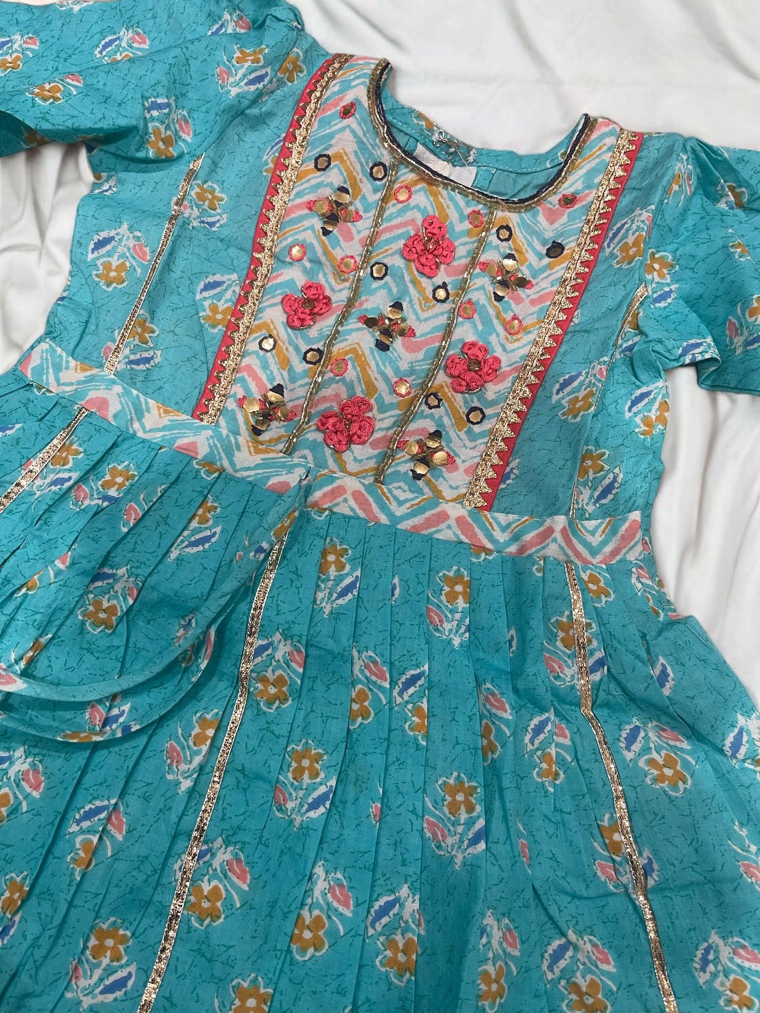 Turquoise Harem Pant Cotton Gharara