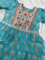 Turquoise Harem Pant Cotton Gharara