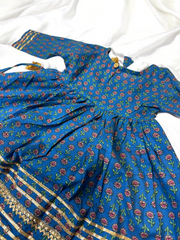 Blue Small Flower Print Gharara