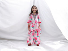 Collared Pink Floral Gharara
