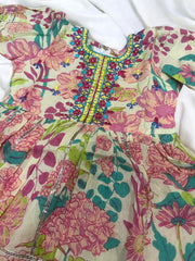 Yellow colourful Floral print Gharara