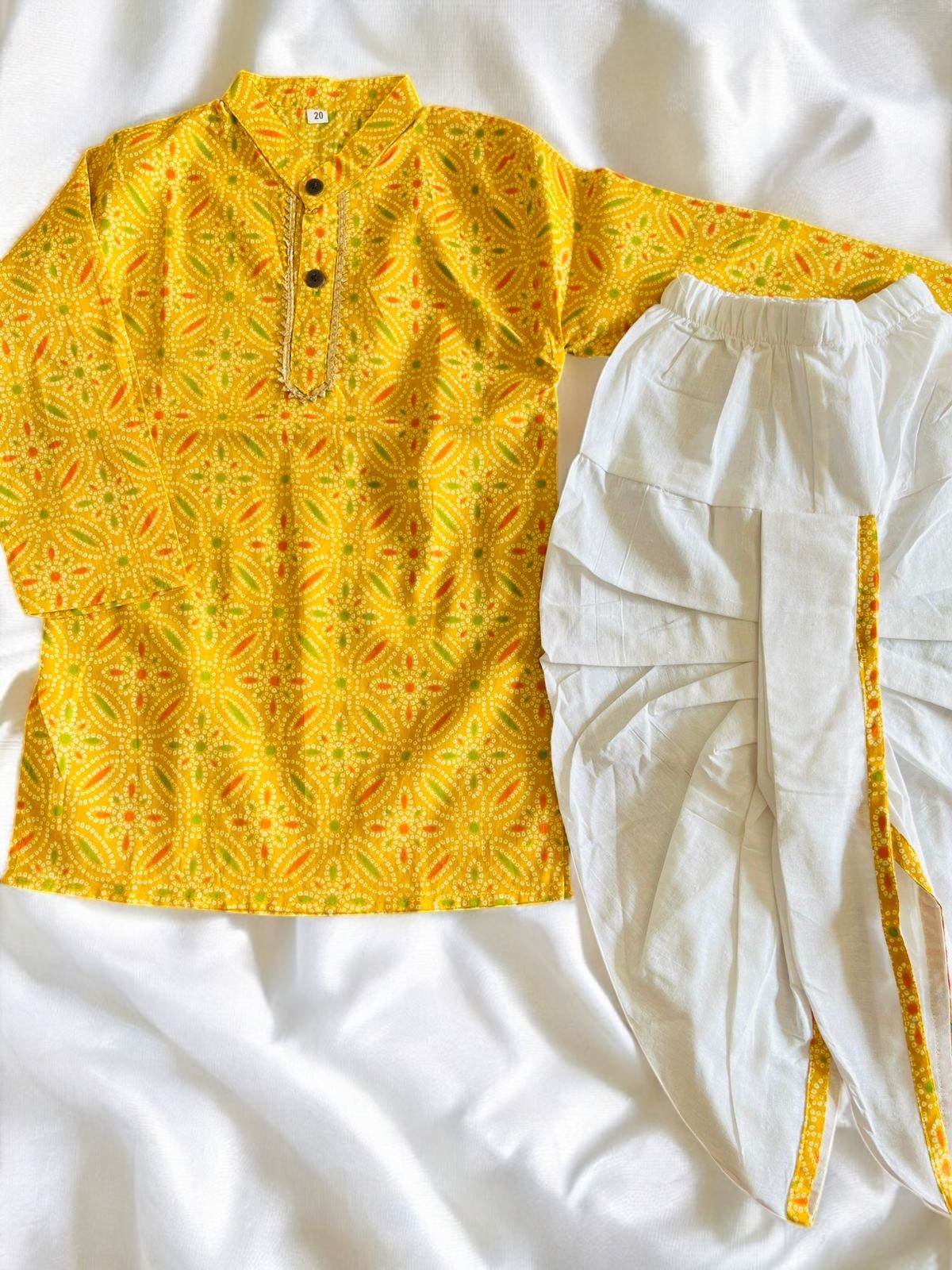 Yellow Bandhani Kurta Dhoti