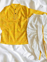 Yellow Bandhani Kurta Dhoti