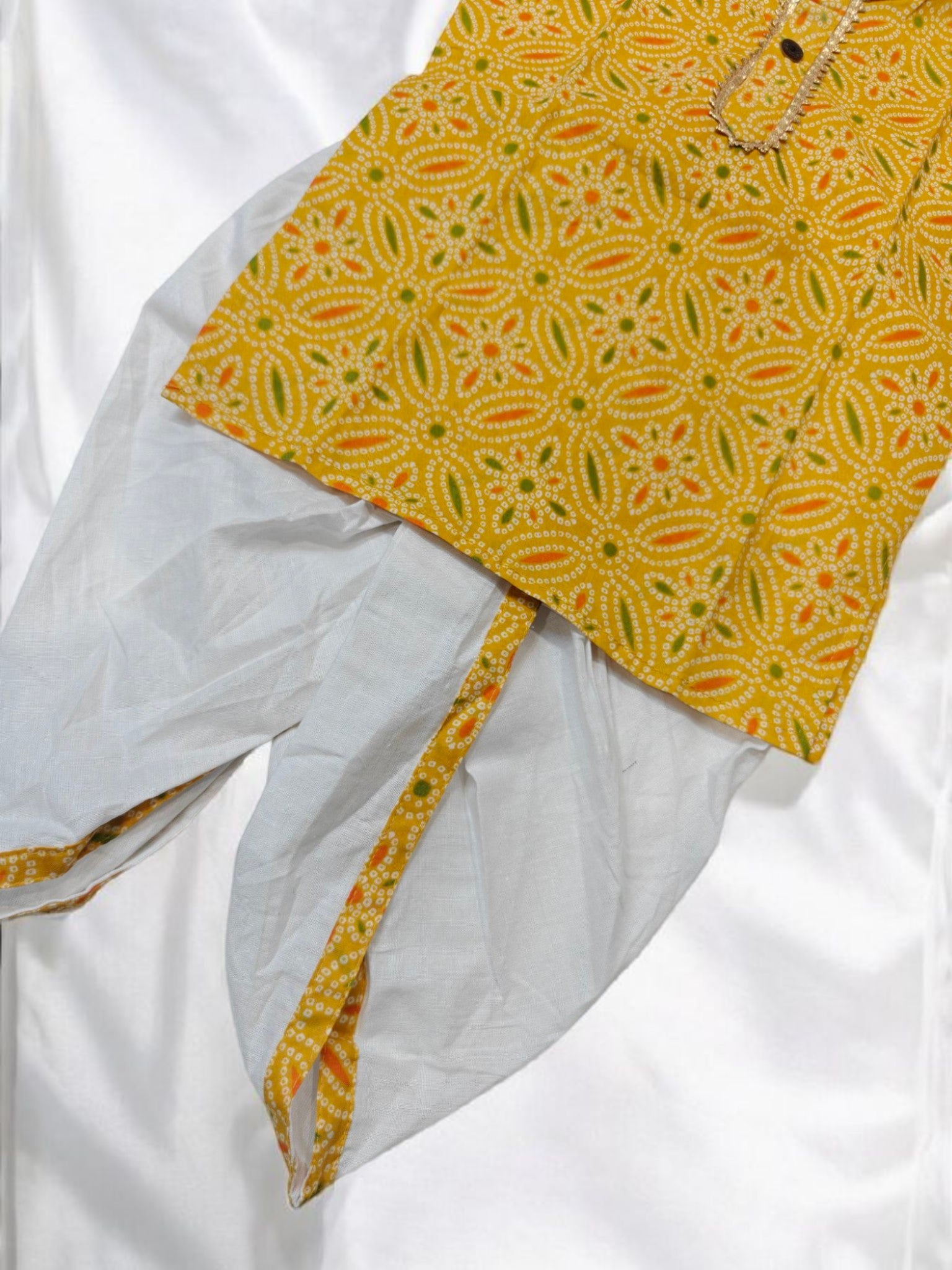 Yellow Bandhani Kurta Dhoti