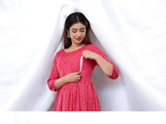 Pink Bandhani Maternity Kurti