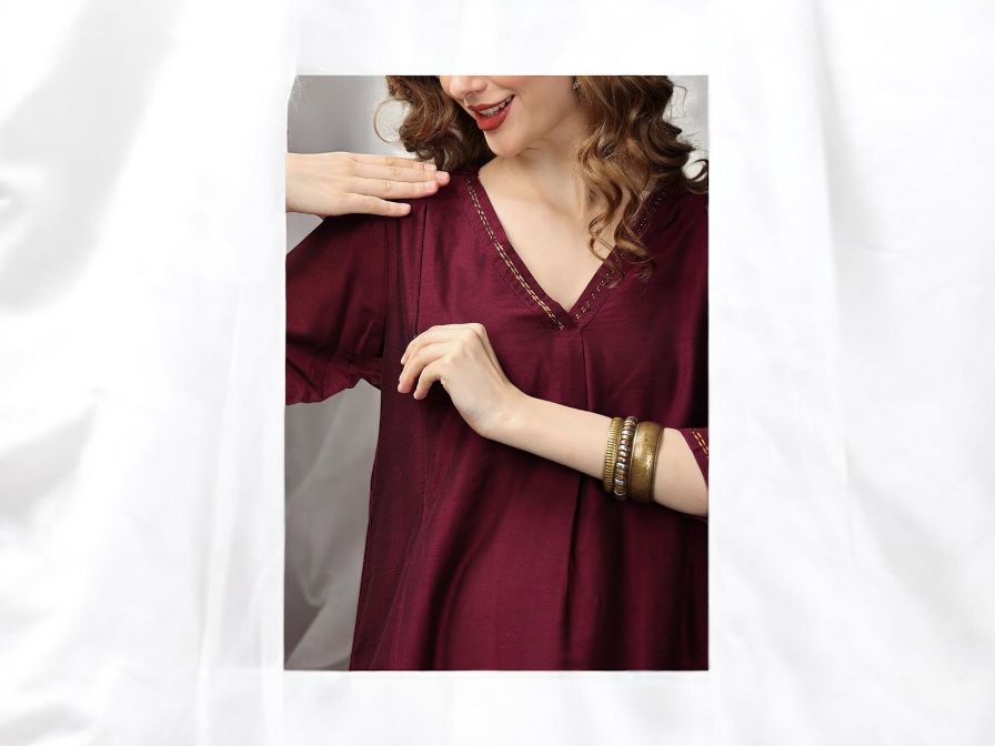 Maroon Maternity Kurta Set