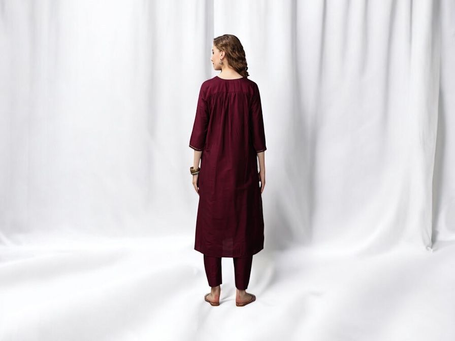 Maroon Maternity Kurta Set