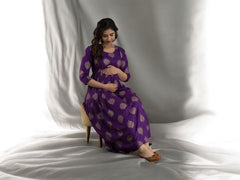 Purple Printed Maternity Kurti
