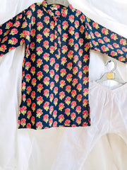 Navy Floral Kurta Pajama