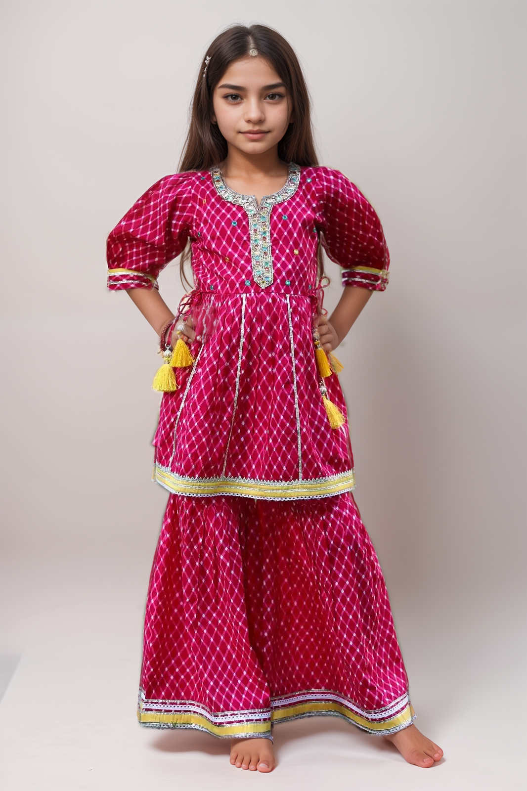 Deep Rose Pink Gharara